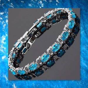JUST IN🆕 Oval Aquamarine White GF Tennis Bracelet